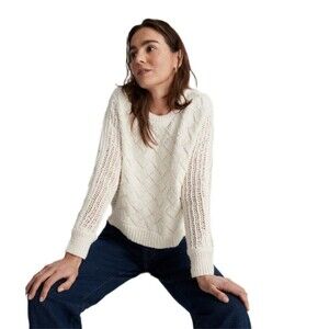 Madewell Macomb Open Stitch Pullover Sweater Cream Size Large